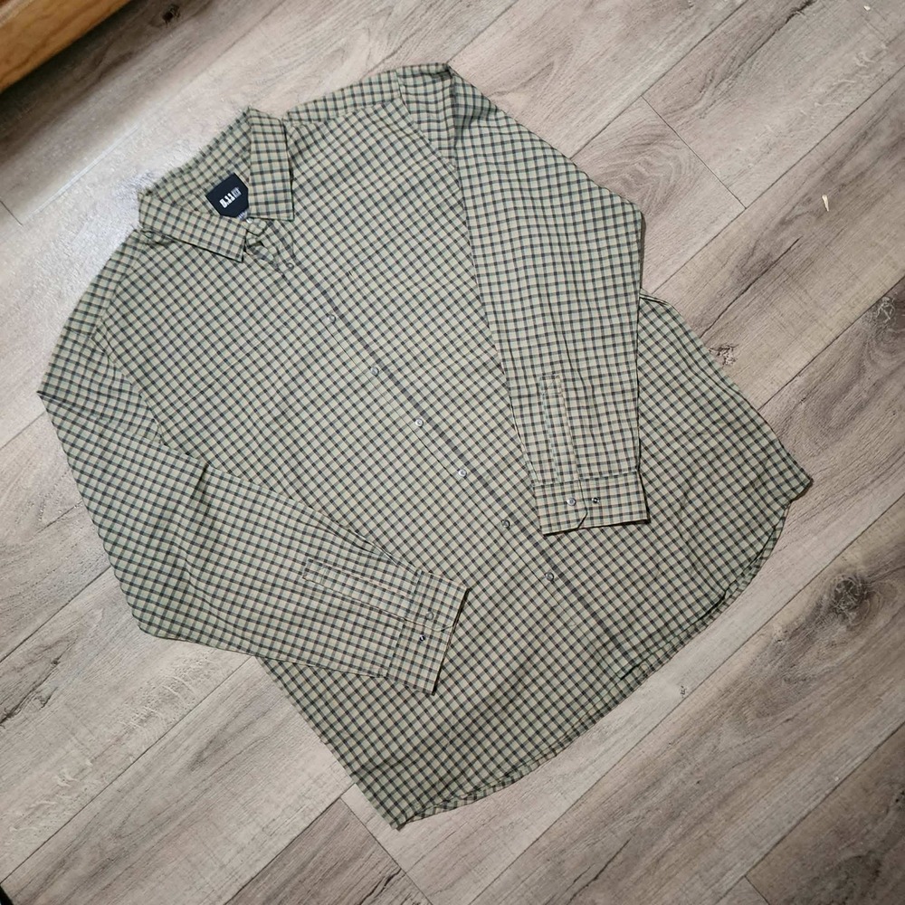 5.11 Tactical Mens 2XL Plaid Long Sleeve Snap Button Down Shirt Green Tan Check
